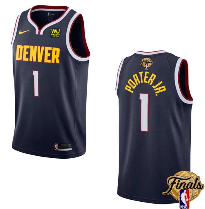 Men's Denver Nuggets #1 Michael Porter Jr. Navy 2023 Finals Icon Edition Stitched Basketball Jersey Dzhi
